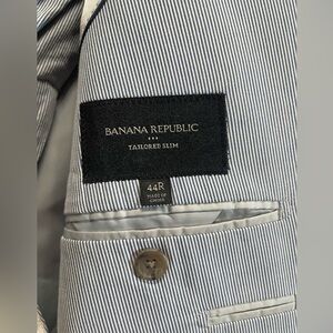 Banana Republic Navy and White Tailored Slim Fit Suit